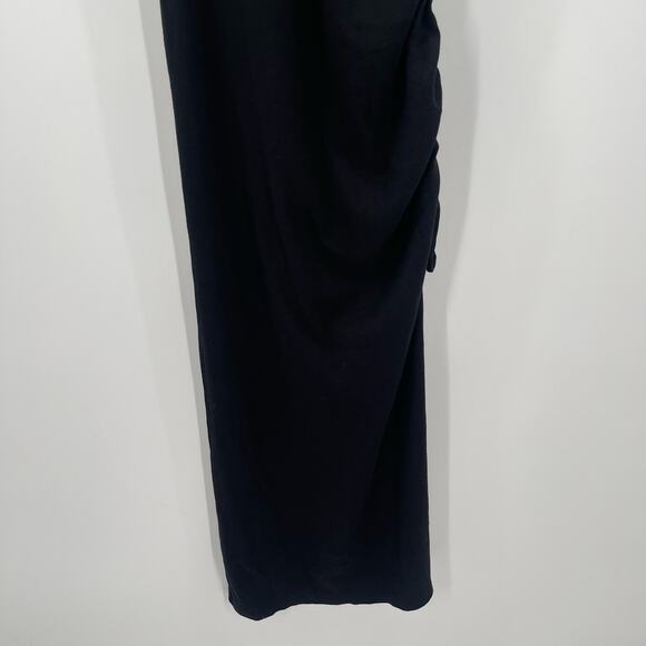 NEW MICHAEL STARS Marine Dress Size Small Black Ribbed Ruched Tie Maxi Bodycon - Picture 7 of 13